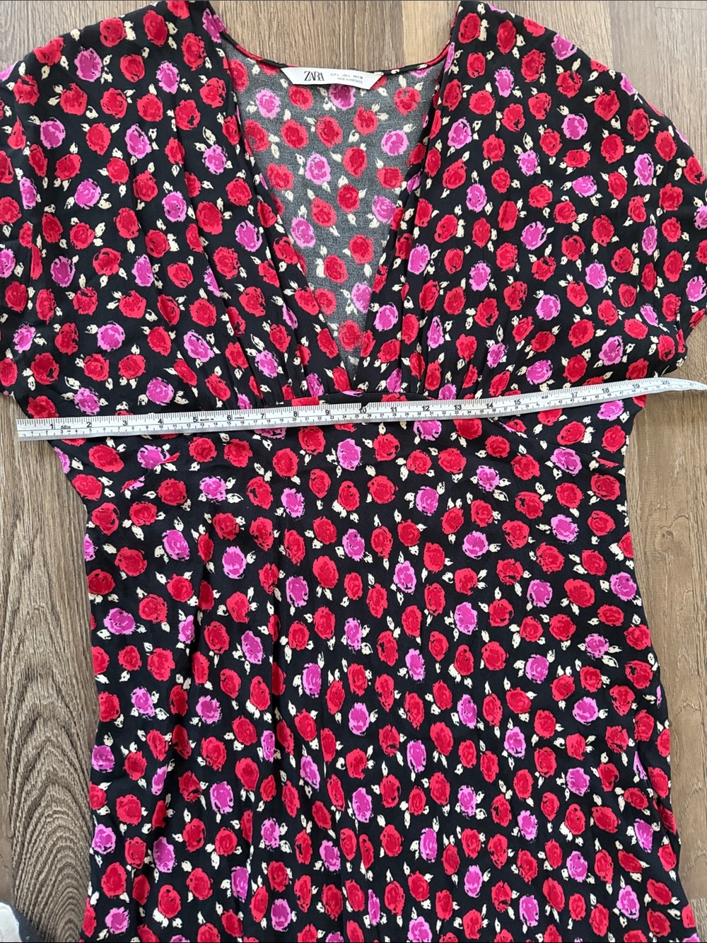 Zara Black Maxi Dress with Pink Floral Print - Picture 10 of 12